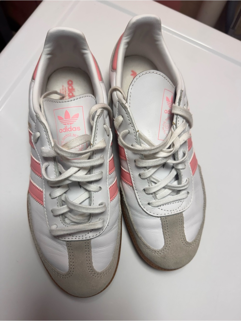 adidas White and Pink Samba Sneakers - Picture 7 of 9